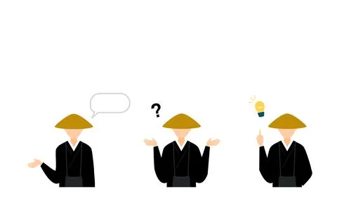 Buddhist monk pose set, upper body Stock Illustration