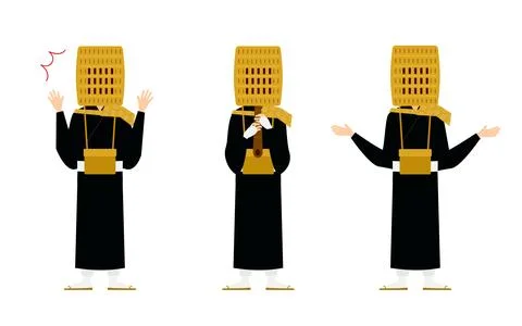 Buddhist monk pose set, whole body Stock Illustration