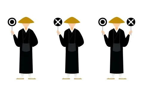 Buddhist monk pose set, whole body Stock Illustration