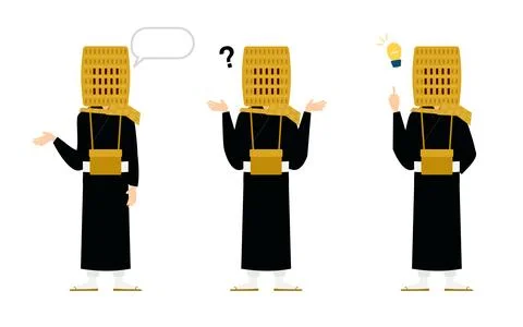 Buddhist monk pose set, whole body Stock Illustration