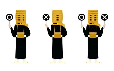 Buddhist monk pose set, whole body Stock Illustration