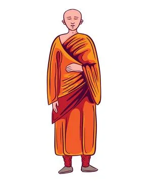Buddhist monk standing vector Stock Illustration