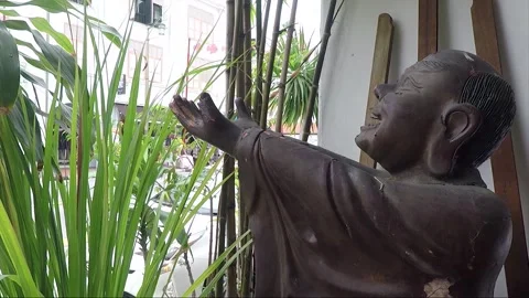 Buddhist Monk Statue, South Bridge Road, Chinatown, Singapore Stock Footage 333327856