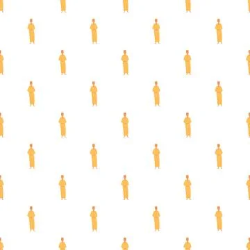 Buddhist monk wearing orange robe seamless pattern Stock Illustration