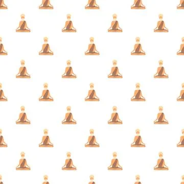 Buddhist monks meditating seamless pattern on white background Stockillustratie
