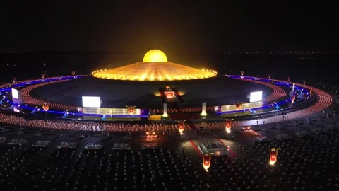 Buddhist Monks Meditating at Wat Phra Dhammakaya Temple in Pathum Thani, Stock Footage 335940628