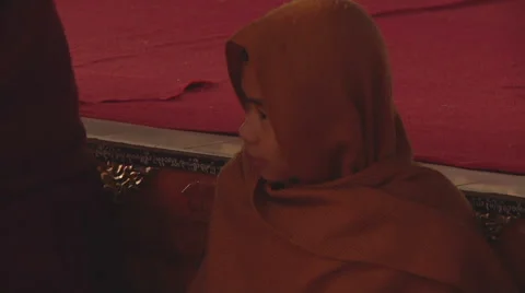 Buddhist monks talking reading in the monastery, Myanmar. Stock Footage 55946615