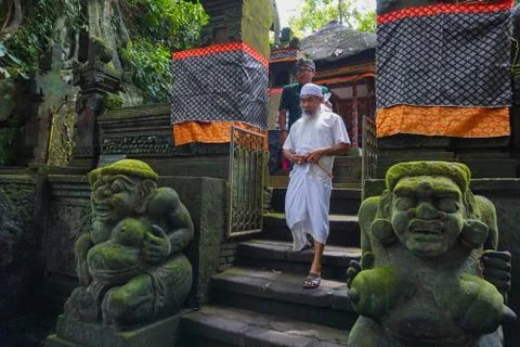 Buddhist monks temple in Monkey Forest - Bali, Indonesia Stock Photos