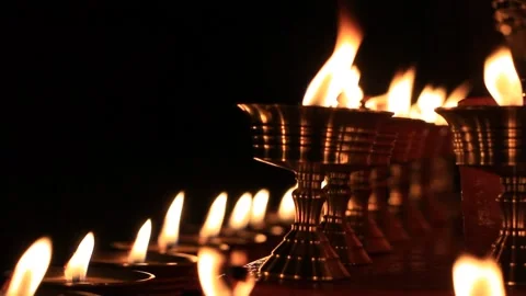 Buddhist Old Altar Candles at Religious 108 Butter Lamp Festival Stock Footage 167550170