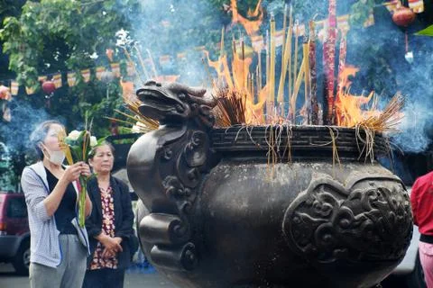 Buddhist at pagoda Stock Photos