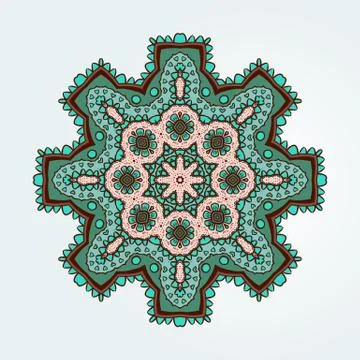 Buddhist philosophy, mandala multi colored Lotus pattern on the background Stock Illustration