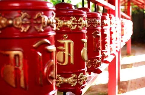 Buddhist Prayer Drums Stock Photos