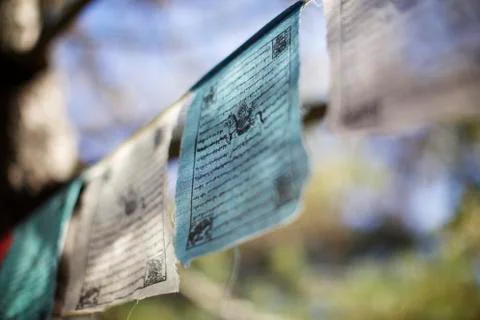 Buddhist Prayer Flags Blue Stock Photos