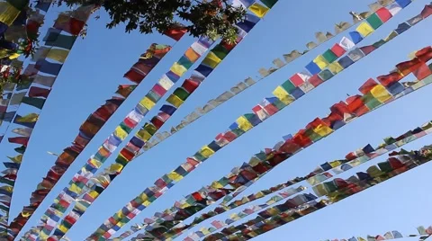 Buddhist prayer flags (diagonal) Stock Footage 58549362