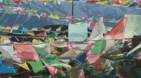 Buddhist prayer flags Stock Footage 18607563