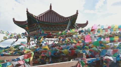 Buddhist prayer flags Stock Footage 18625014