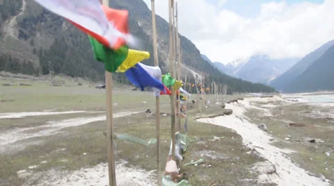 Buddhist prayer flags Stock Footage 38672410