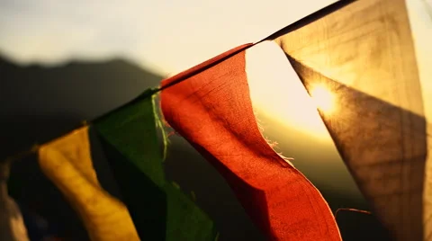 Buddhist prayer flags Video stock 47691208