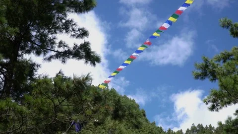 Buddhist prayer flags Stock Footage 83505317