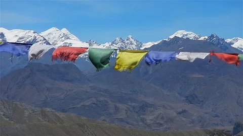 Buddhist prayer flags in Himalayas Stock Footage 106193253