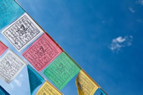 Buddhist prayer flags Stock Photos