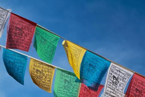 Buddhist prayer flags Stock Photos