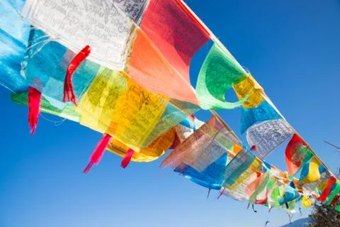 Buddhist prayer flags Stock Photos