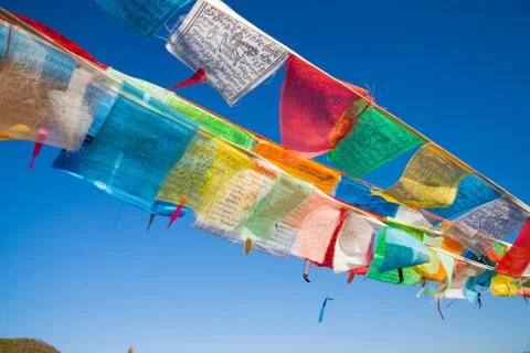 Buddhist prayer flags Stock Photos