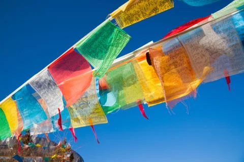 Buddhist prayer flags Stock Photos
