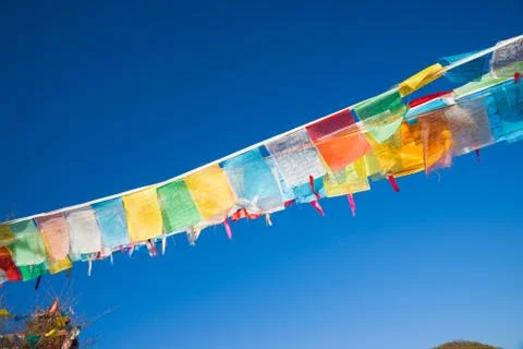 Buddhist prayer flags Stock Photos