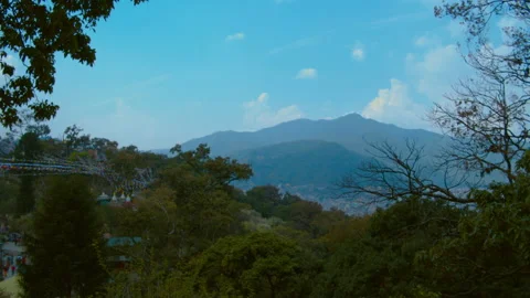 Buddhist Prayer Flags In Sky Above Kathmandu Valley Nepal Asia Framed By Trees Stock Footage 168604211