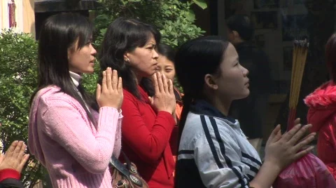 Buddhist prayer, Vietnam Stock Footage 289309