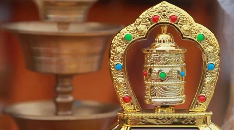 Buddhist prayer wheel Stock Footage 32350192