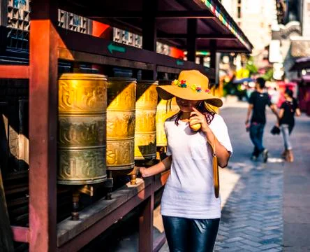 Buddhist prayer wheel Stock Photos