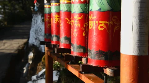 Buddhist prayer wheels Stock Footage 47728112