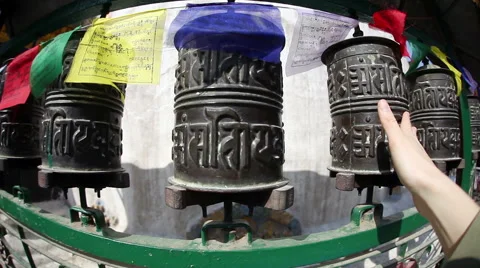 Buddhist prayer wheels Stock Footage 56605865