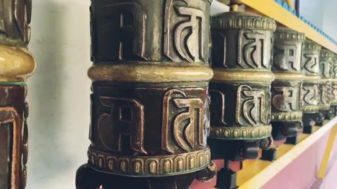 Buddhist Prayer Wheels in Monastery, Manali Himachal Pradesh. Stock-Footage 151605474