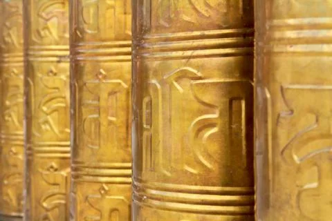 Buddhist prayer wheels Stock Photos