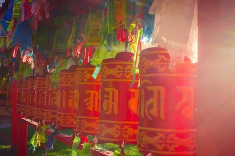 Buddhist prayer wheels Stock Photos