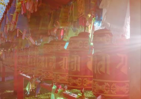 Buddhist prayer wheels Stock Photos
