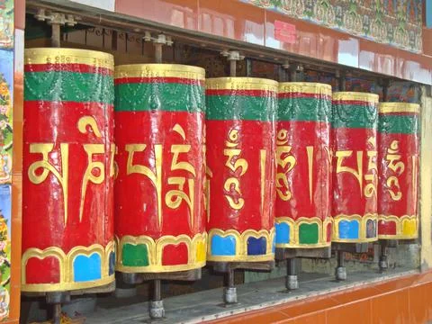 Buddhist prayer wheels 写真素材