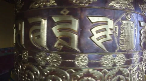 Buddhist praying wheel Video stock 8776099