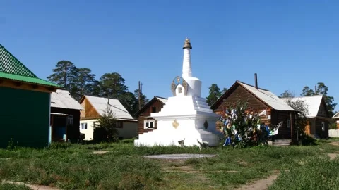 Buddhist ritual structure stupa in Ulan-Ud, Buryatia. 스톡 동영상 284047635