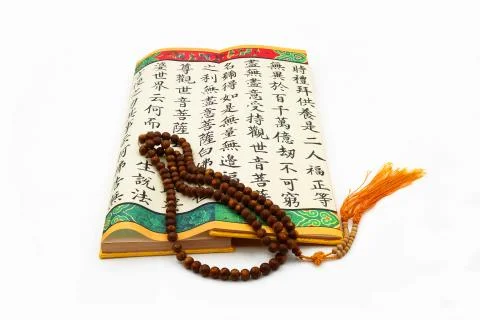 Buddhist Scripture and Bodhi Beads Stock Photos