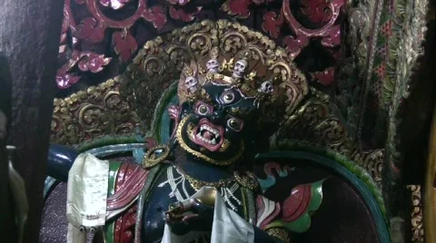 Buddhist Statue at Makdhog Monastery in Darjeeling India Stock Footage 376196