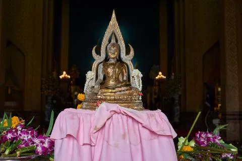 A buddhist statue in marble temple Stock Photos