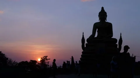Buddhist Statue Silhouette Timelapse Sunset Stock Footage 60629197