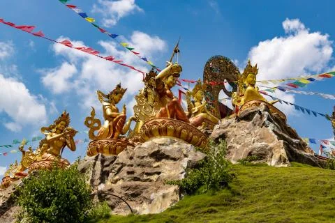 Buddhist statues at a monastery in Nepal Stock Photos