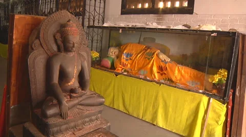 Buddhist Statues in Swayambhunath, Kathmandu, Nepal Stock Footage 59792549