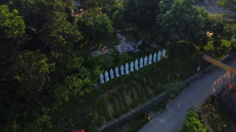 Buddhist statues on the temple grounds Stock Footage 243374673